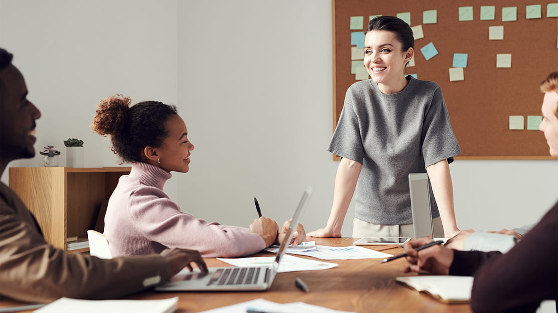 Diverse group of professionals working in an office