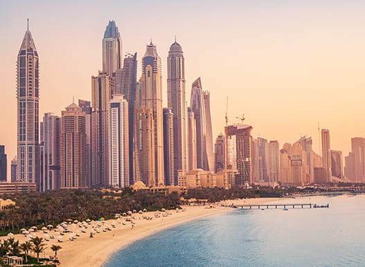 A view of the dubai skyline.