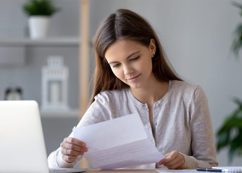 Woman working at a computer